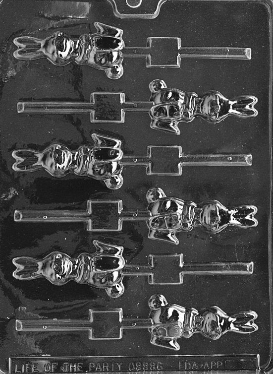 JUMPING BUNNY LOLLY Sucker Chocolate Candy Mold - Easter Egg Basket Jumping Bunnies Craft Supply