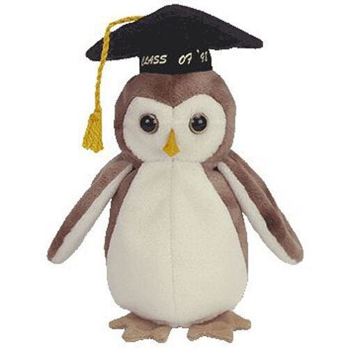 WISE The 1998 Graduation Owl Ty Beanie Baby Retired Beanbag Plush - New with Tags Vintage 1990s