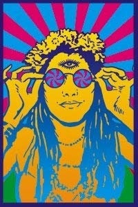 Psychedelic Hippy Chick Magnet for Refrigerators and Lockers - 60's Retro Craft Supply