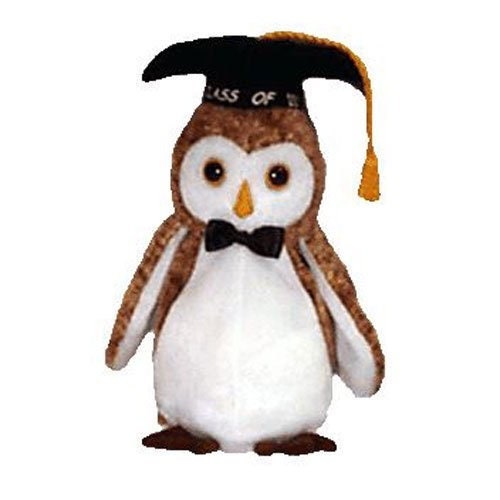 WISEST The 2000 Graduation Owl Ty Beanie Baby Retired Beanbag Plush - New with Tags Vintage 1990s