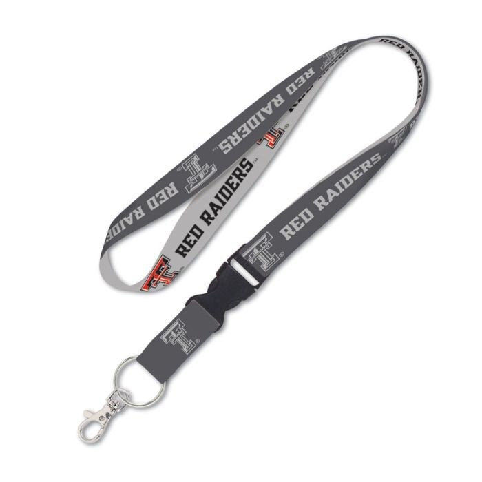 Officially Licensed TEXAS TECH UNIVERSITY Charcoal Lanyard W/Detachable Buckle - Texas Tech Red Raiders Keychain Key Holder Craft Supply