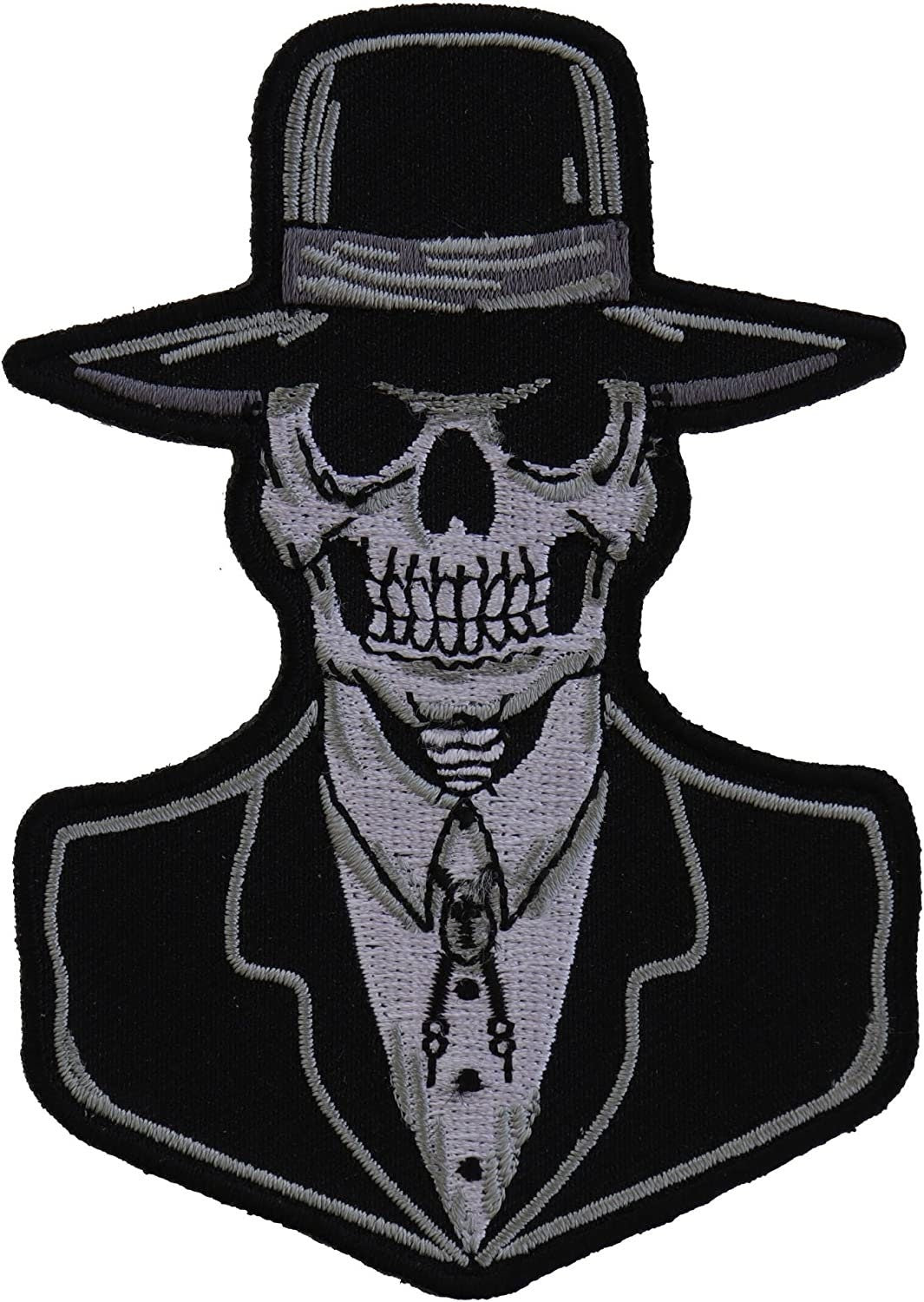 Preacher Skull Small Patch - 3x4.26 inch - Biker Embroidered Patch Appliqué Craft Supply