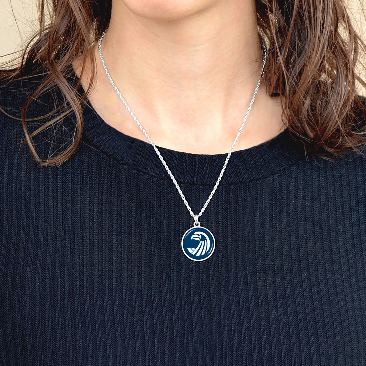 Officially Licensed SALVE REGINA SEAHAWKS Necklace - Pewter Charm Sterling Plated - Salve Regina University