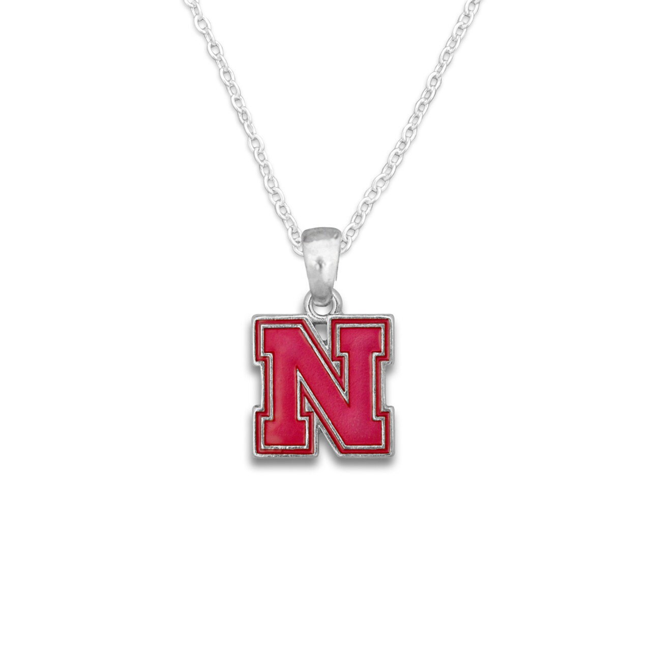 Officially Licensed NEBRASKA CORNHUSKERS Necklace - Logo Pewter Charm Sterling Plated - University of Nebraska Cornhuskers