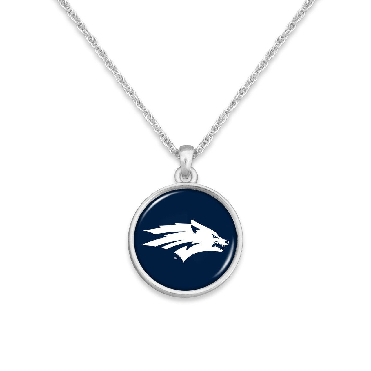 Officially Licensed NEVADA WOLF PACK Necklace - Pewter Charm Sterling Plated - University of Nevada