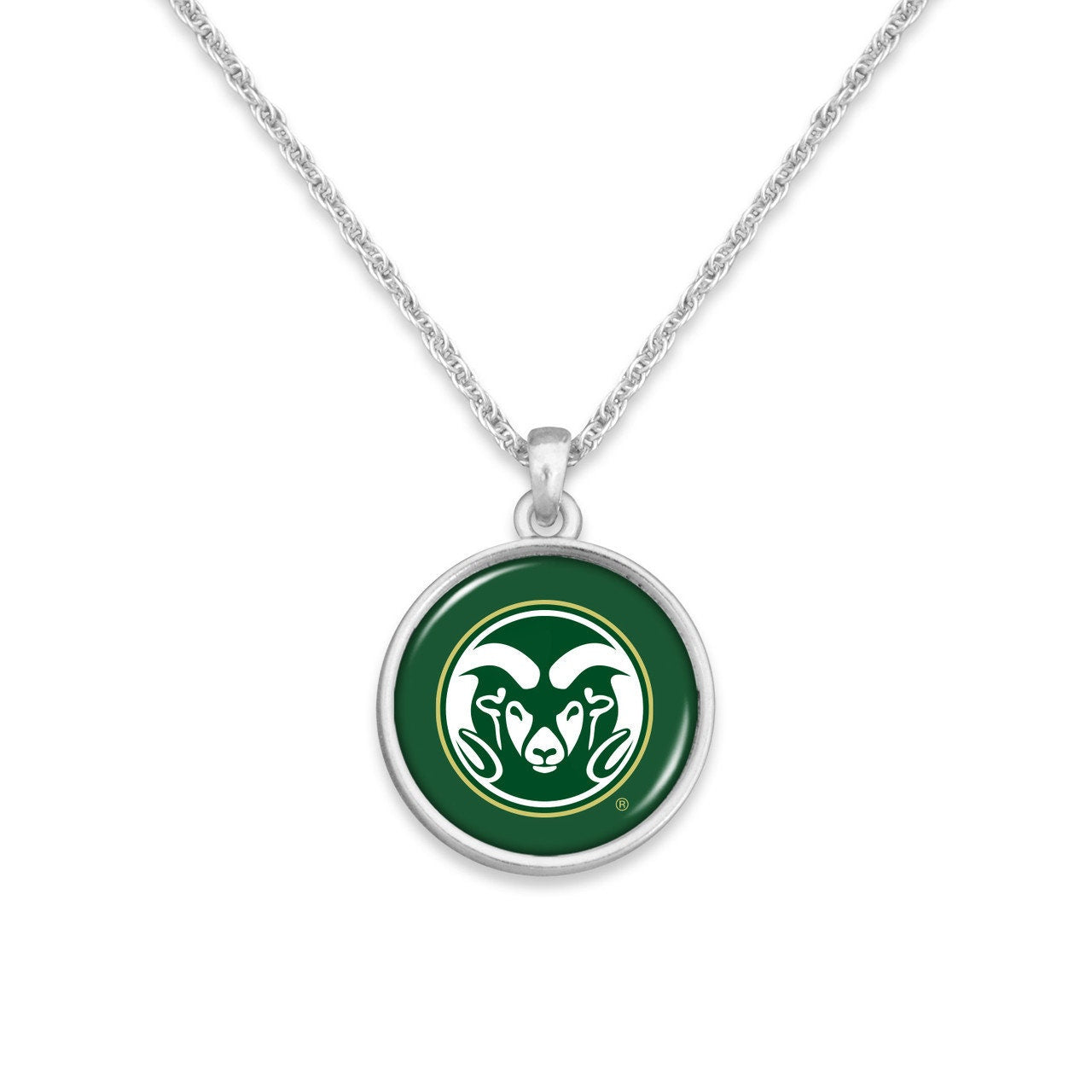 Officially Licensed COLORADO STATE RAMS Necklace - Pewter Charm Sterling Plated - Colorado State University