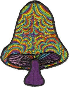 Mushroom Patch - 1.9x2.6 Inch - Trippy Hippie Mushroom - Embroidered Patch Applique Craft Supply