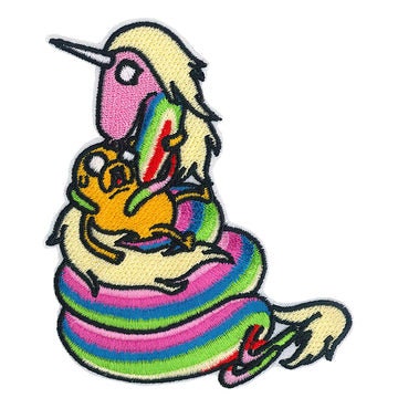 ADVENTURE TIME Jake Lady Rainicorn Search Patch - 3.6x4 Inch - Cartoon Network Embroidered Patch Applique Craft Suppl