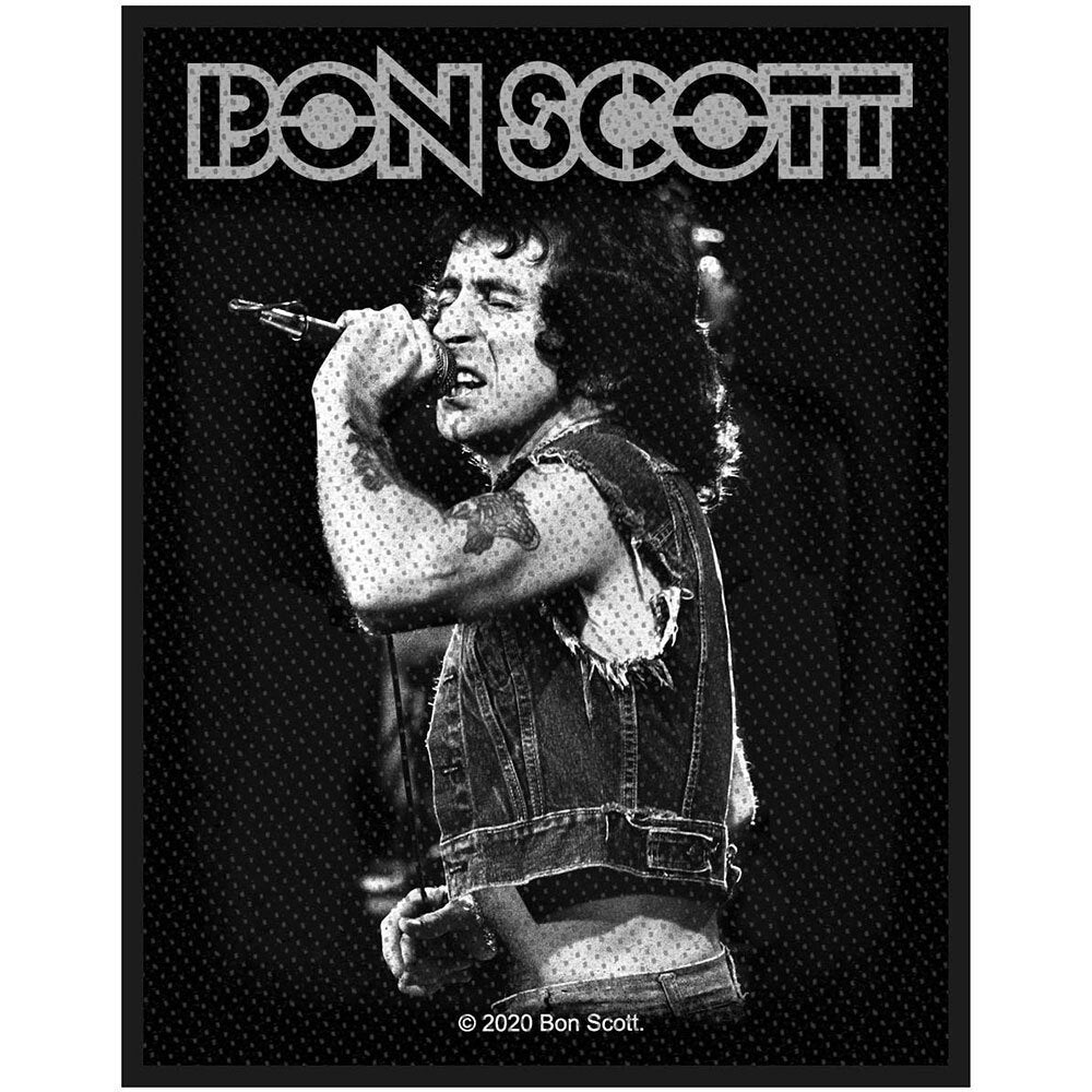 BON SCOTT Singing Patch - 4x3 Inch - Bon Scott Embroidered Patch Applique Craft Supply - Officially Licensed