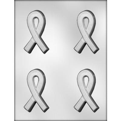 AWARENESS RIBBON Chocolate Candy Mold -- Pink Yellow Red Ribbon Support Awareness Craft Supply