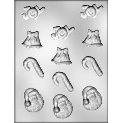 Bells, Santa, Joy, Candy Cane Chocolate Candy Mold -- Christmas Stocking Wreath Santa Claus Craft Supply