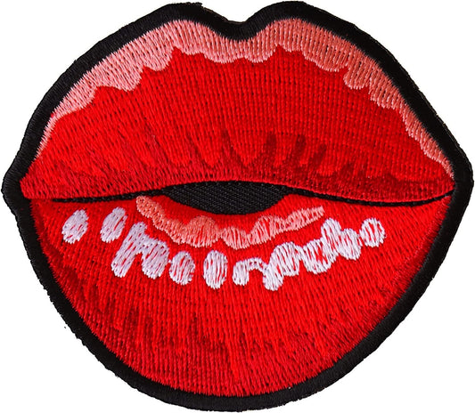 Kissing Lips Small Patch - 3x2.7 inch – Motorcycle Embroidered Patch Appliqué Craft Supply