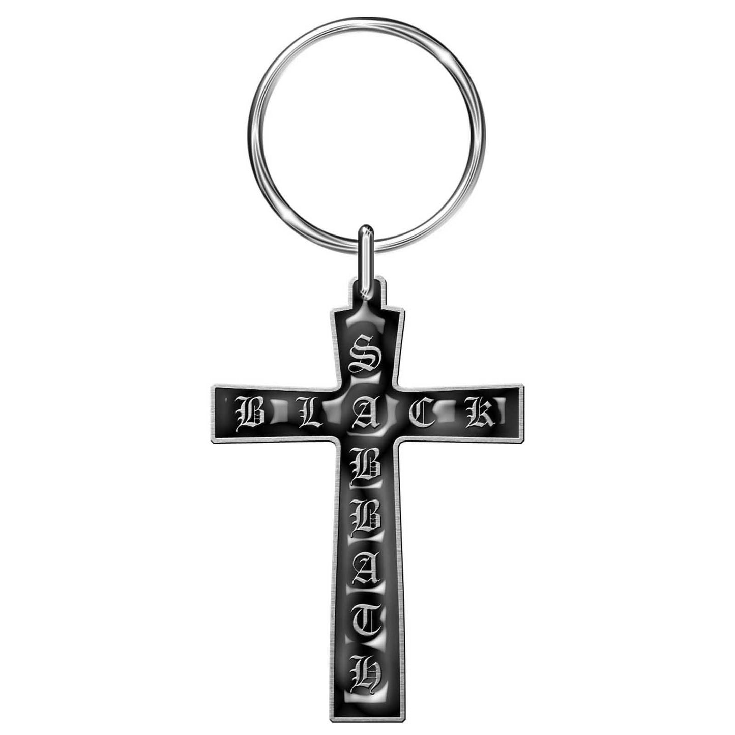 BLACK SABBATH Metal Keychain - Band Logo Cross Design - Rock Band Keyring Keyfob Ozzy Osbourne Tony Iommi