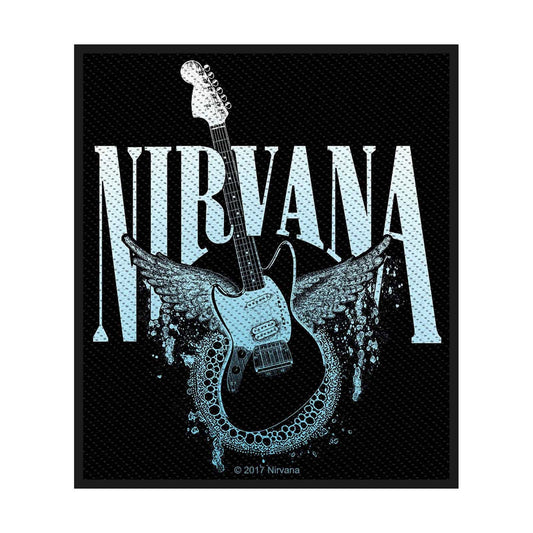 NIRVANA Patch - 3x4 Inch - Kurt Cobain Nirvana Guitar Rock Band Logo Embroidered Patch Applique Craft Supply - Officially Licensed