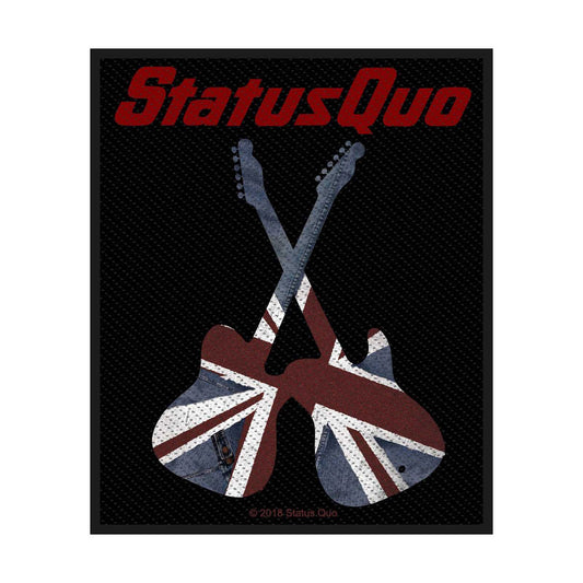 STATUS QUO Patch - 4x3.25 Inch - Status Quo Guitars Flag British Rock Band Embroidered Patch Applique Craft Supply - Officially Licensed