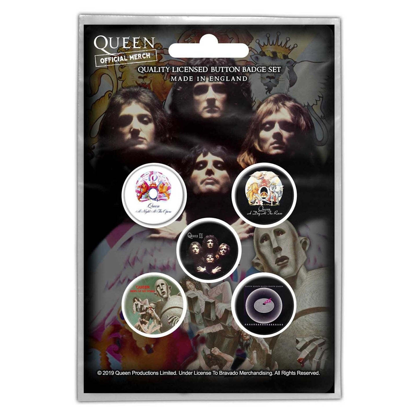 QUEEN Button Badge 5 Piece Set - Each Badge Approx 1 Inch - Queen British Rock Band Freddie Mercury - Pinback Badge Button Pack Set