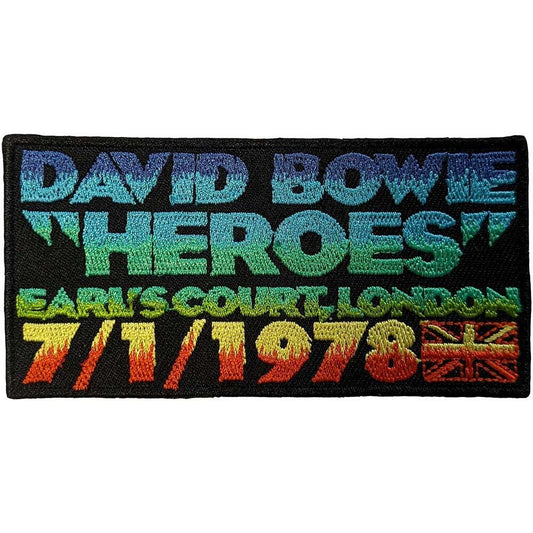 DAVID BOWIE Heroes Patch - 3.5 Inch - David Bowie Heroes Earls Court London Embroidered Patch Applique Craft Supply - Officially Licensed