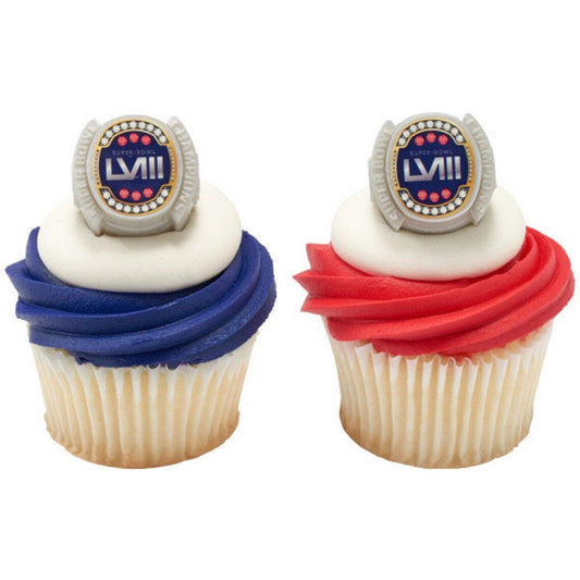 24 SUPER BOWL 58 LVIII Cupcake Rings Nfl Cake Toppers for Superbowl Party Decoration Football Craft Supply - Kansas City Chiefs and 49ers
