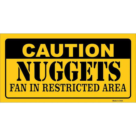 Caution Nuggets Fan Sticker Decal - 6x3 Inch - Novelty Rectangle Sticker Decal - Basketball Water Resistant Car Truck Window Craft Supply