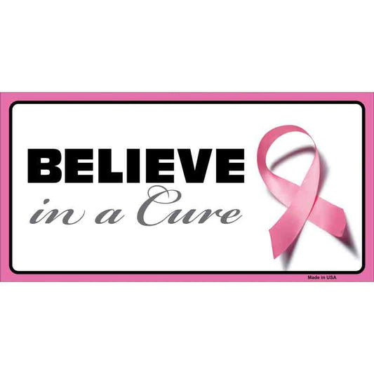 Believe In A Cure Breast Cancer Sticker Decal - 6x3 Inch - Novelty Rectangle Sticker Decal - Water Resistant Car Truck Window Craft Supply