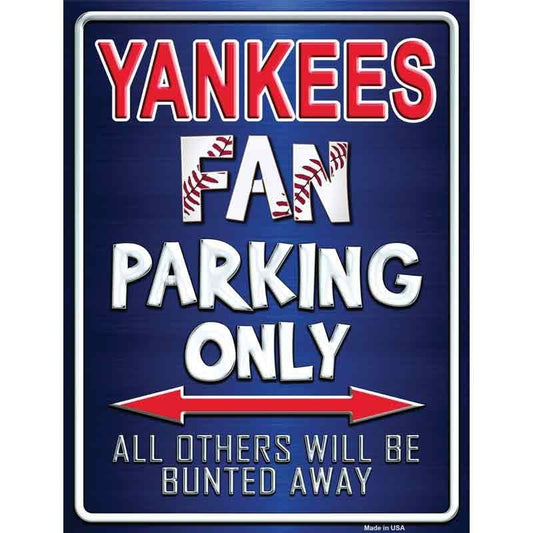 Yankees Fan Parking Only Baseball Decal - 6x4.5 Inch - Novelty Rectangle Sticker Decal - Funny Water Resistant Car Truck Window Craft Supply