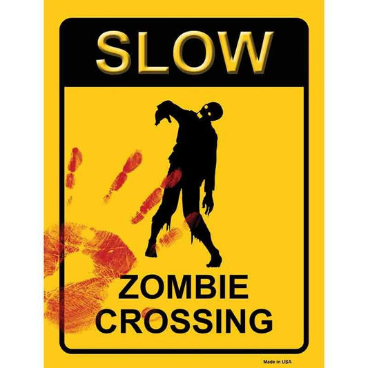 Slow Zombie Crossing Decal - 6x4.5 Inch - Funny Novelty Rectangle Sticker Decal - Water Resistant Car Truck Window Craft Supply