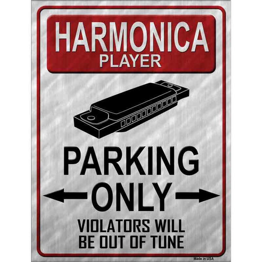 Harmonica Player Parking Only Violators Decal - 6x4.5 Inch - Funny Novelty Sticker Decal - Water Resistant Car Truck Window Craft Supply