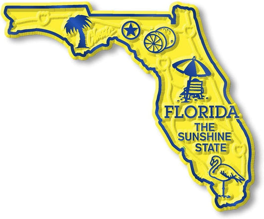 Florida State Shaped Magnet - Vintage State Souvenir Flexible Rubber Magnet for Refrigerator Car Office Home Automotive
