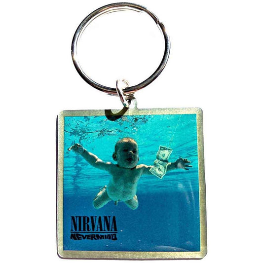 NIRVANA Metal Keychain - Nevermind Photo Album Cover Nirvana - Kurt Cobain Rock Band Keyring Keyfob lanyard