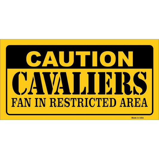 Caution Cavaliers Fan Sticker Decal - 6x3 Inch - Novelty Rectangle Sticker Decal - Basketball Water Resistant Car Truck Window Craft Supply