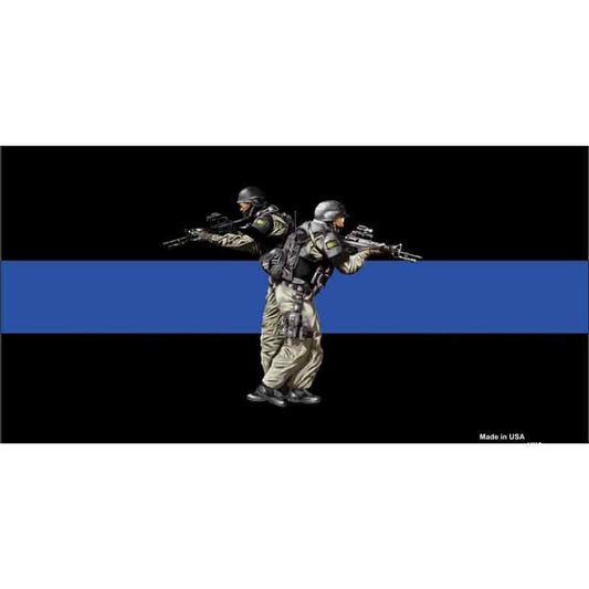 Thin Blue Line Police SWAT Sticker Decal - 6x3 Inch - Novelty Rectangle Sticker Decal - Water Resistant Car Truck Window Craft Supply