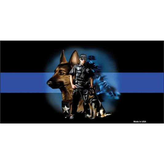 Thin Blue Line Police K-9 Sticker Decal - 6x3 Inch - Novelty Rectangle Sticker Decal - Sheriff Water Resistant Car Truck Window Craft Supply