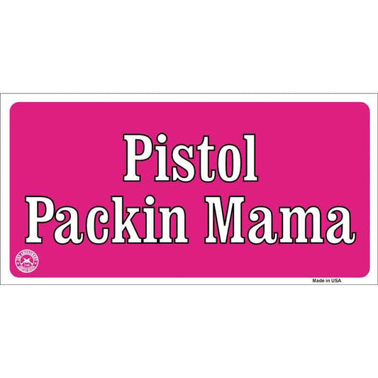 Pistol Packin Mama Sticker Decal - 6x3 Inch - Novelty Rectangle Sticker Decal - Funny Gun Water Resistant Car Truck Window Craft Supply