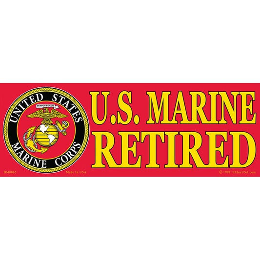 U.S. MARINE RETIRED Bumper Sticker Decal - USMC Retired Veteran Vets Military Navy Marines Army Craft Supply