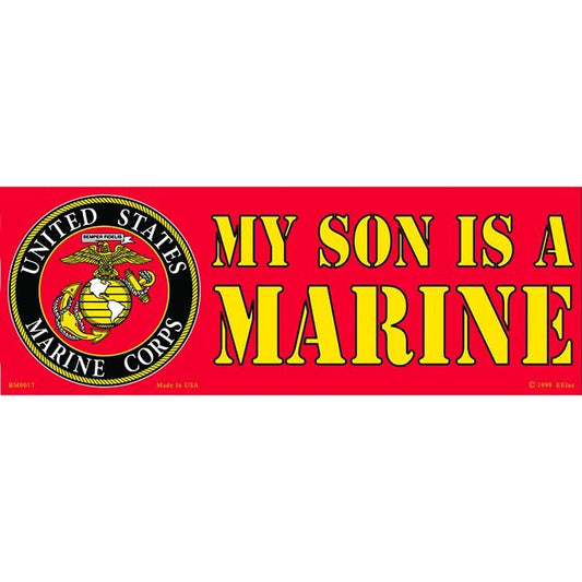 My Son Is A MARINE Bumper Sticker Decal - USMC Proud Parent Mom Dad Veteran Vets Military Navy Marines Army Craft Supply