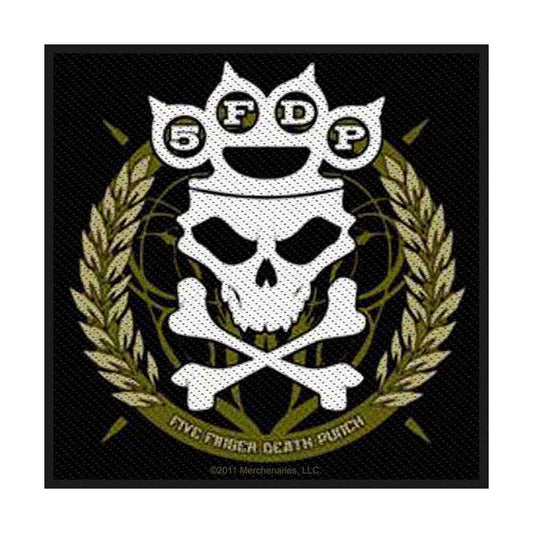 Five Finger Death Punch Patch - 4x3.75 Inch - 5FDP Knuckles Crown FFDP Heavy Metal Band Embroidered Patch Applique - Officially Licensed