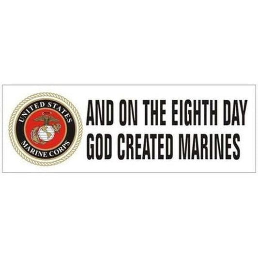 On the 8th Day God Created Marines Vinyl Decal Sticker - 8x3 Inch - United States Marines Military Decal Bumper Sticker Car Truck Window