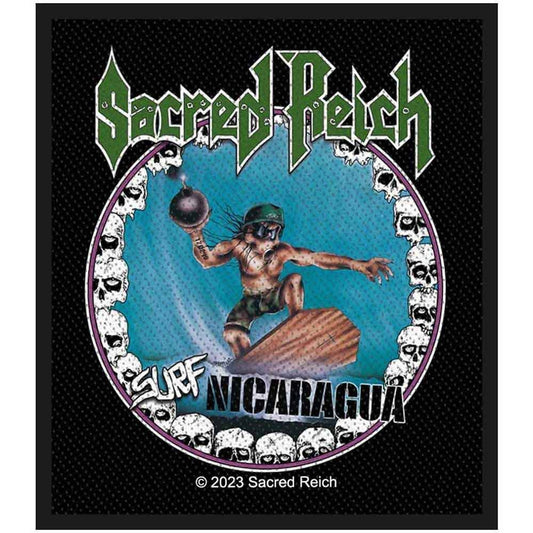 SACRED REICH Band Patch - 3.8x4 Inch - Sacred Reich Surf Nigaragua Album Thrash Metal Band Embroidered Patch Applique - Officially Licensed