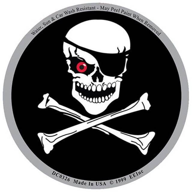 Pirate Skull & Bones Round Sticker Decal - Jolly Roger Crossbones Prismatic Rectangle Bumper Sticker Decal Craft Supply