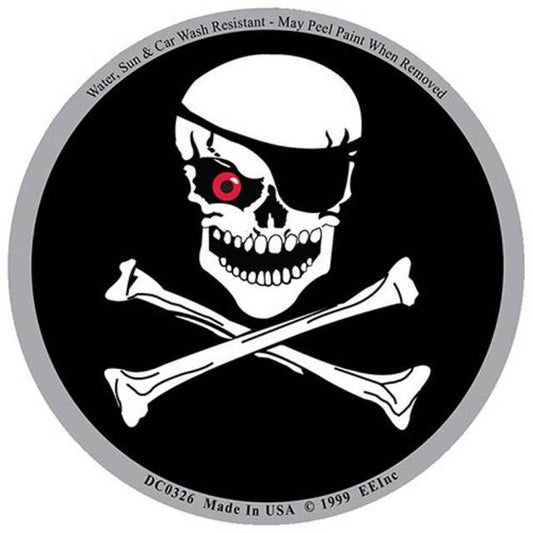 Pirate Skull & Bones Round Sticker Decal - Jolly Roger Crossbones Prismatic Rectangle Bumper Sticker Decal Craft Supply