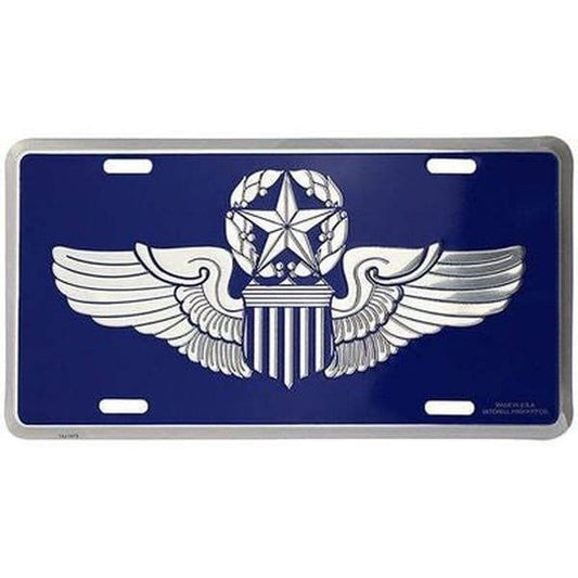 AIR FORCE Command Pilot Metal License Plate - Military Vet Veteran - USAF United States Air Force Command Pilot Wings Craft Supply