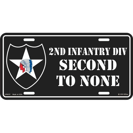 ARMY 2nd INFANTRY DIVISION Metal License Plate - Second to None Military Vet Veteran - United States Army Combat Soldiers Craft Supply