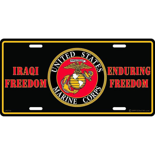 Marines Iraqi Freedom Metal License Plate - USMC Marine Corps Marines Enduring Freedom Craft Supply