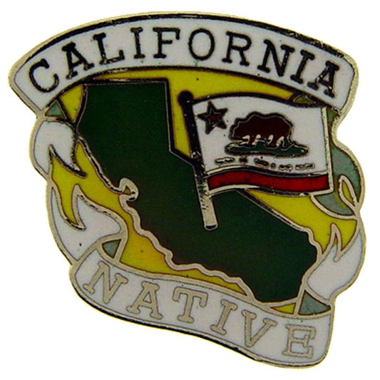 CALIFORNIA NATIVE Map Lapel Pin - California State Flag Enamel Pin for Backpack Tie Shirt Trading Button Pinback Craft Supply