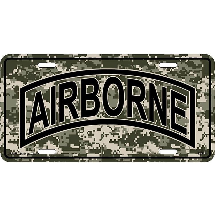 ARMY AIRBORNE DIVISION Metal License Plate -  Infantry Division Military Vet Veteran - United States Army Combat Soldiers Craft Supply