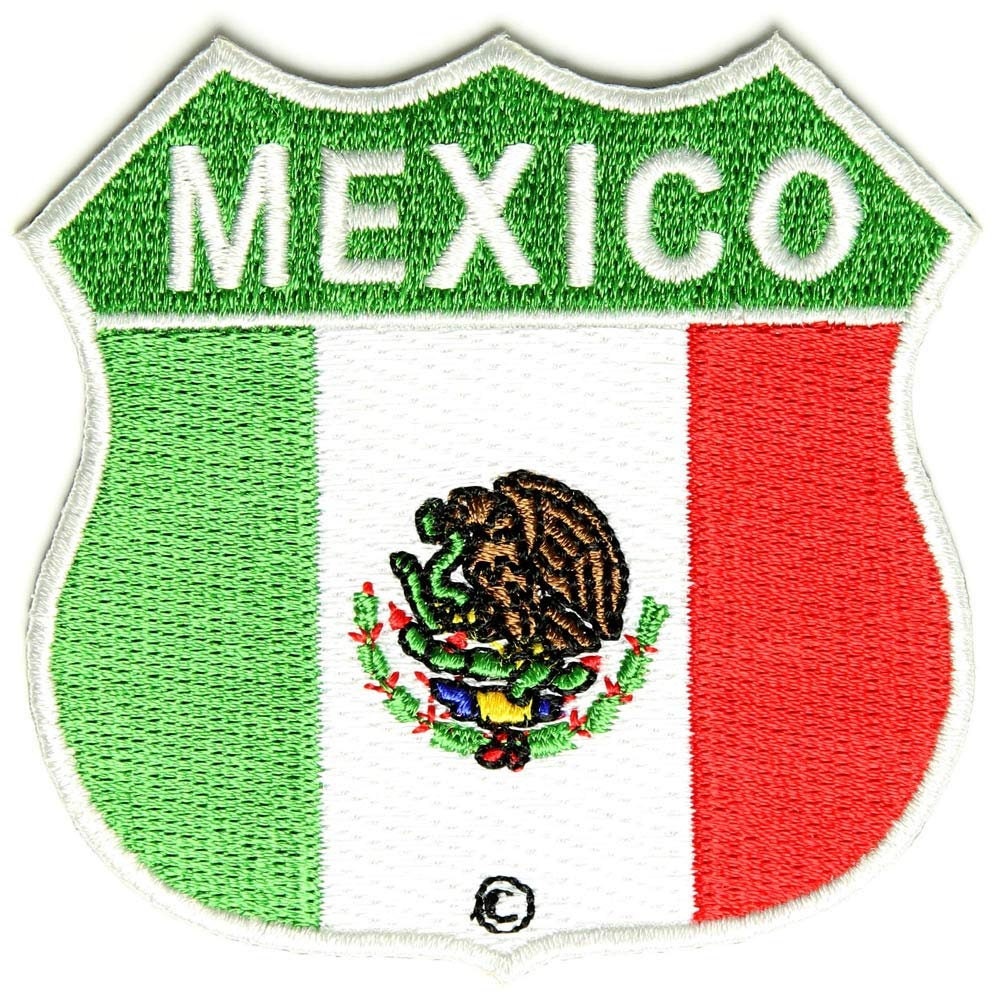 MEXICO SHIELD Mexican Flag Biker Motorcycle Embroidered Patch Craft Supply