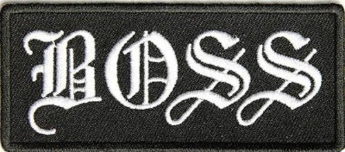 BOSS White Biker Motorcycle Embroidered Patch Craft Supply