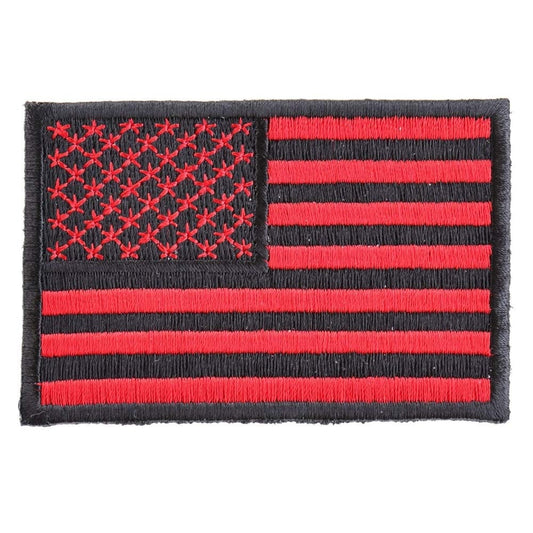 RED BLACK American Flag Biker Motorcycle Embroidered Patch