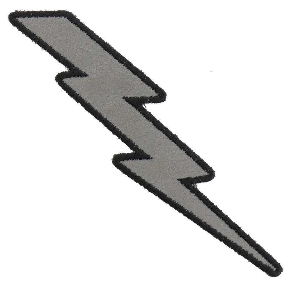 REFLECTIVE LIGHTNING BOLT Right Biker Motorcycle Embroidered Patch