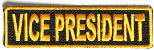 VICE PRESIDENT Yellow Biker Motorcycle Embroidered Patch Craft Supply